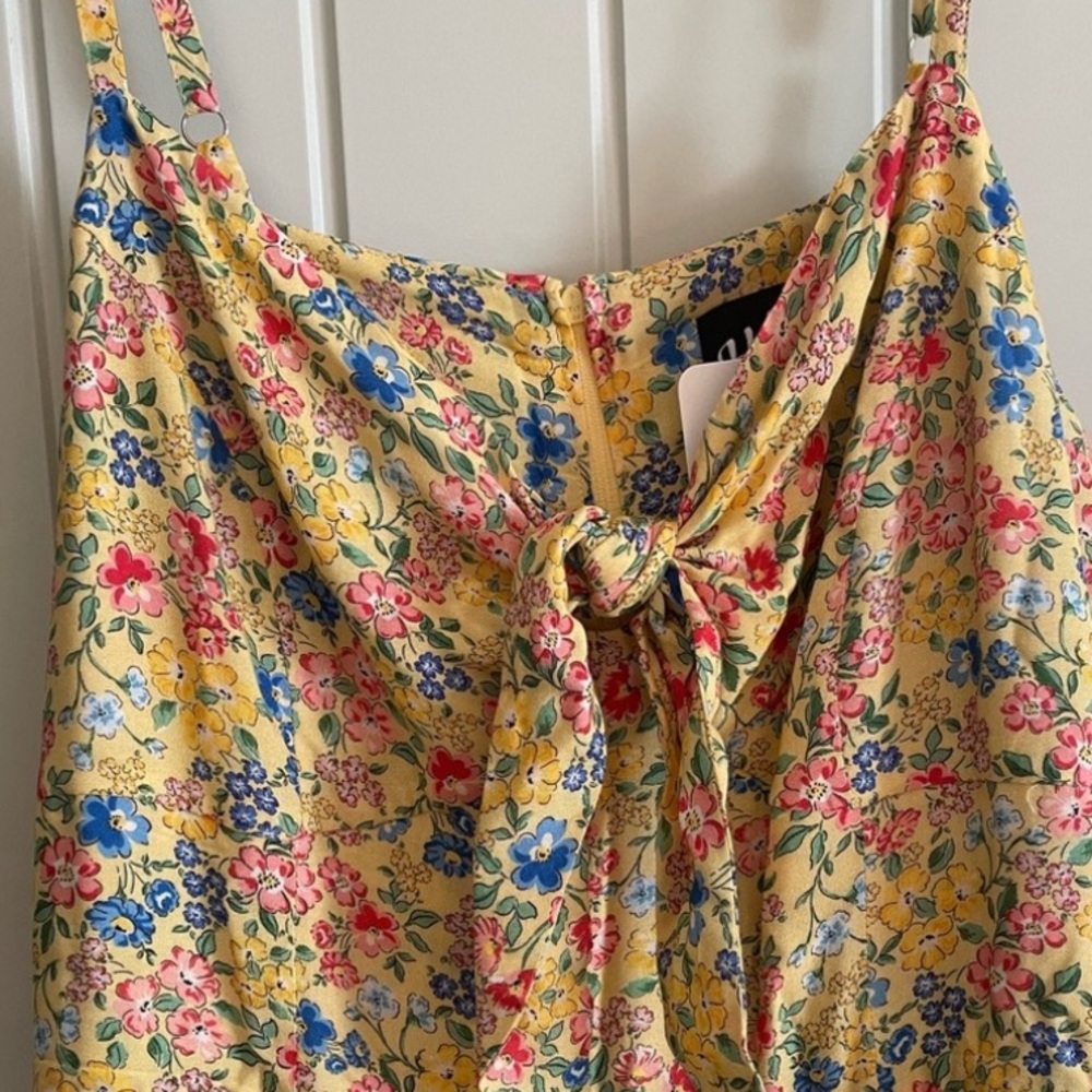 Hell Bunny Ingall Yellow Floral Tie-Front Sundress.
